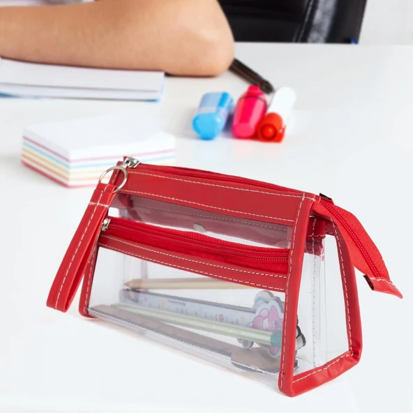 VUKI KALEM CANTASI 3 BOLME DERI+PVC KIR VK-0119-02 ürün görseli