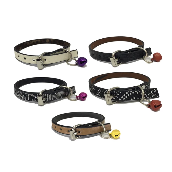 Zilli Deri Kedi Tasması 5'li Set 30 cm ürün görseli