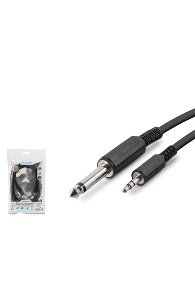 Hadron Hdx1055 6.5Mm To 3.5Mm Kablo Ensturuman Gitar 1.5M Siyah ürün görseli