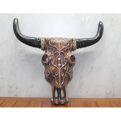 Ahşap Duvara Asmalı Bufalo Kafası ürün görseli
