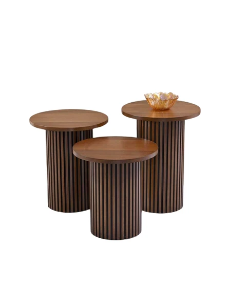 Savana İskandinav 3'lü Ahşap Zigon Sehpa - Resim 2