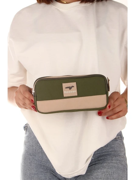 Relaxion Yeşil İki Gözlü Krinkıl Kumaş Kalem Çantası Kalemlik (173) ürün görseli