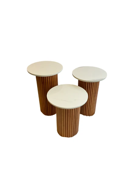 Savana İskandinav 3'lü Ahşap Zigon Sehpa - Resim 10