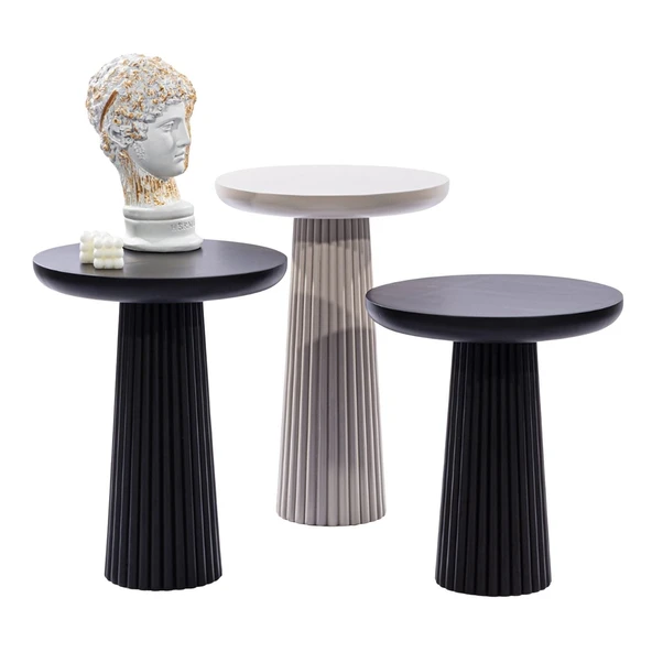 Mira Bohem 3'lü Ahşap Zigon Sehpa - Resim 4