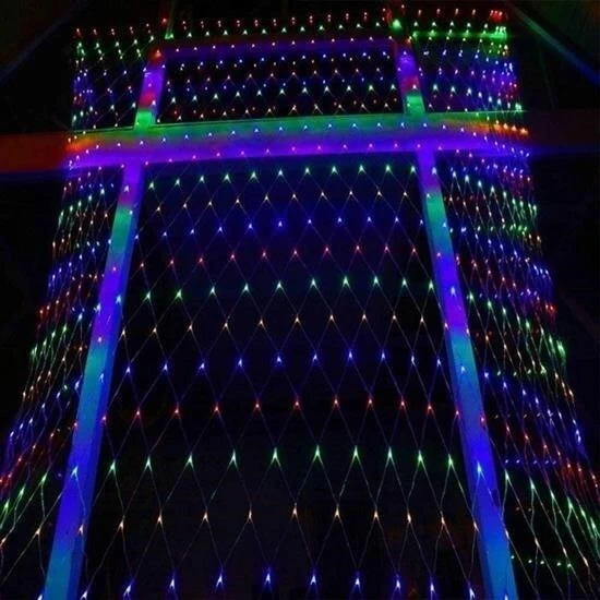1x2 Metre Dekoratif File Ağ Perde 192 LED 8 Animasyonlu Farklı Işık Modu RGB Fişli - Resim 6