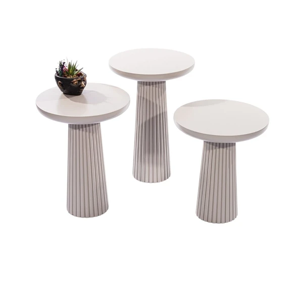 Mira Bohem Üçlü Ahşap Zigon Sehpa - Resim 9