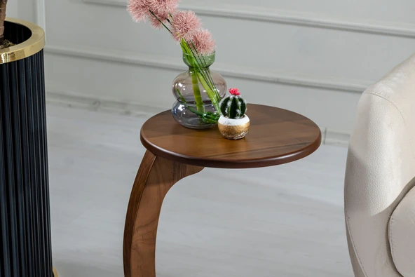 Lunora Ceviz Ahşap C Yan Sehpa - Resim 7