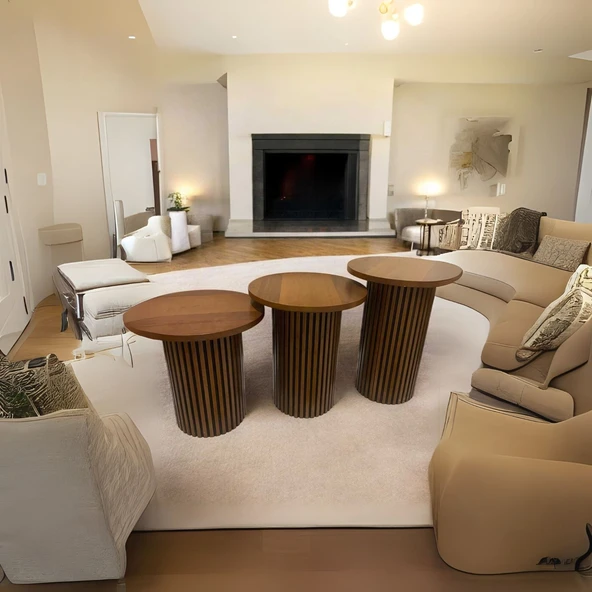 Savana İskandinav 3'lü Ahşap Zigon Sehpa - Resim 7