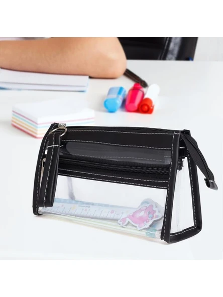 VUKI KALEM CANTASI 3 BOLME DERI+PVC SIY VK-0119-04 ürün görseli