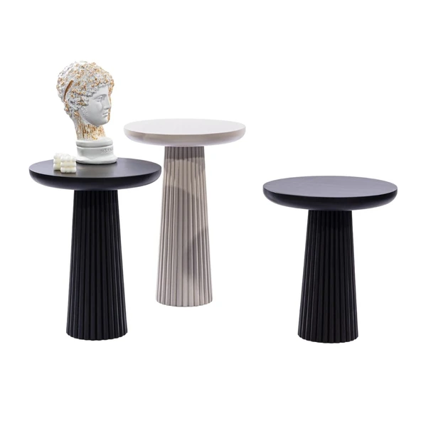 Mira Bohem 3'lü Ahşap Zigon Sehpa - Resim 3