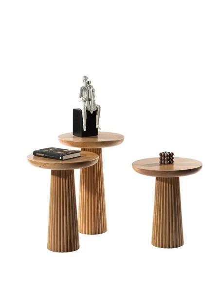 Mira Bohem Üçlü Ahşap Zigon Sehpa - Resim 12