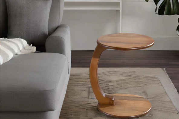 Lunora Ceviz Ahşap C Yan Sehpa - Resim 3