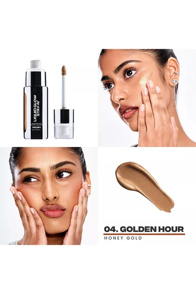 Sacheu Liquid Glow Stay-n Uzun Süre Kalıcı Likit Aydınlatıcı 04 Golden Hour 27.68ML - Resim 3