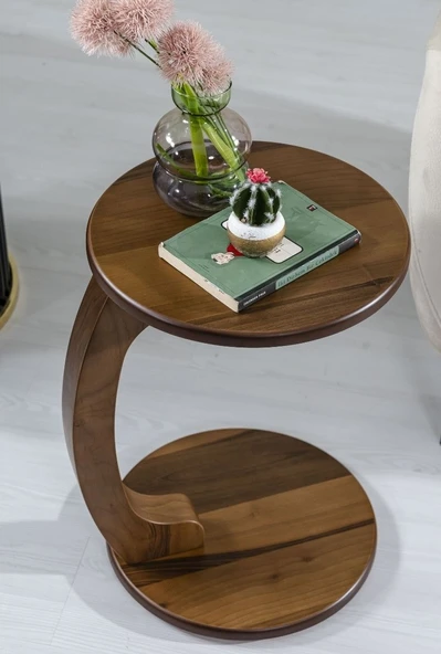 Lunora Ceviz Ahşap C Yan Sehpa - Resim 4