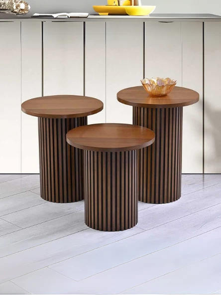 Savana İskandinav 3'lü Ahşap Zigon Sehpa ürün görseli