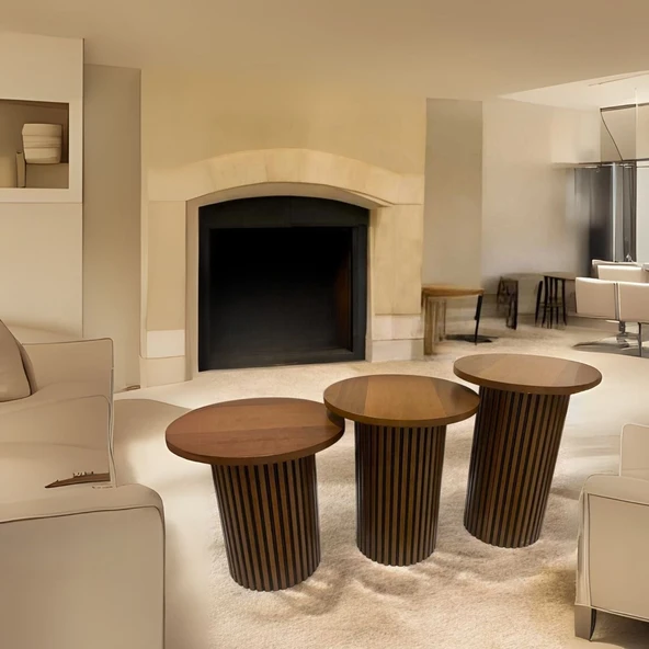 Savana İskandinav 3'lü Ahşap Zigon Sehpa - Resim 5