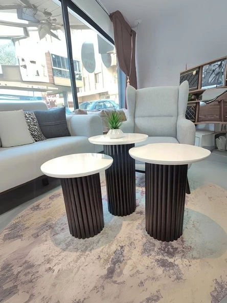 Savana İskandinav 3'lü Ahşap Zigon Sehpa - Resim 11