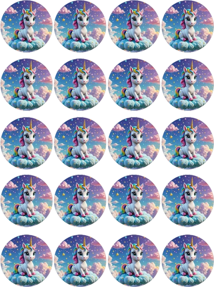 Unicorn Yenilebilir Yuvarlak Kurabiye Resim Baskı ürün görseli