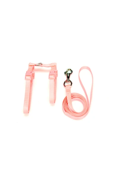 Doggie Dokuma Kedi Gezdirme Göğüs Tasma Takımı Pembe KT-10 - 1