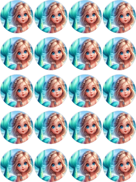 Deniz Kızı Yenilebilir Yuvarlak Kurabiye Resim Baskı ürün görseli