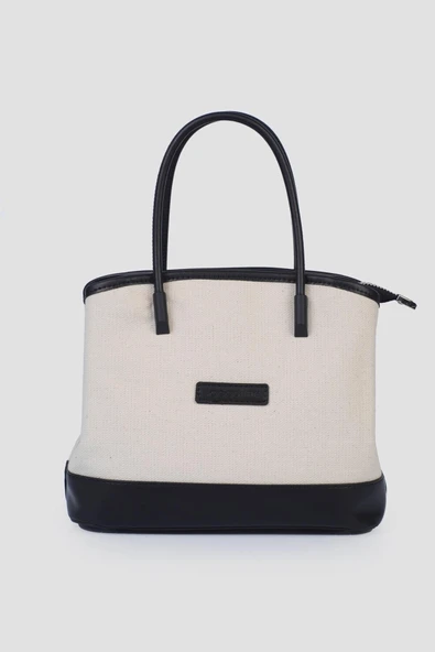 Jacquline Siyah Keten Kadın El ve Omuz Çantası IM582 ürün görseli