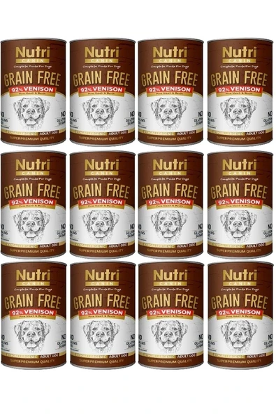 Nutri Canine Nutri Canin Geyik Etli Tahılsız Yetişkin Köpek Konservesi 400 G 12 Adet - 1