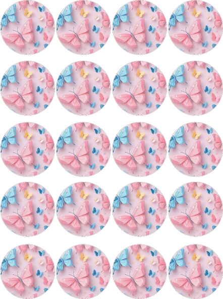 Kelebek Yenilebilir Yuvarlak Kurabiye Resim Baskı ürün görseli