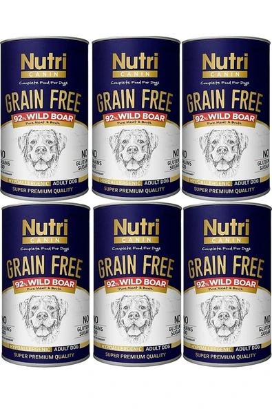 Nutri Canine Nutri Canin Yaban Domuzu Etli Tahılsız Yetişkin Köpek Konservesi 400 G 6 Adet