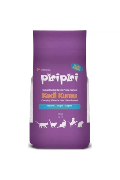 Pisipisi Pisi Pisi Pudra Kokulu Ince Taneli Topaklaşan Kedi Kumu 10kg - 1