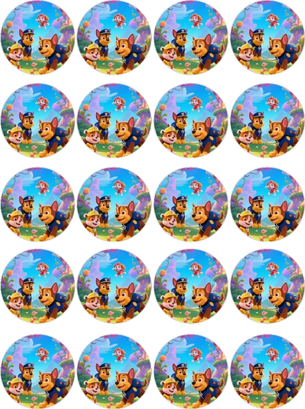 Paw Patrol Yenilebilir Yuvarlak Kurabiye Resim Baskı ürün görseli 1