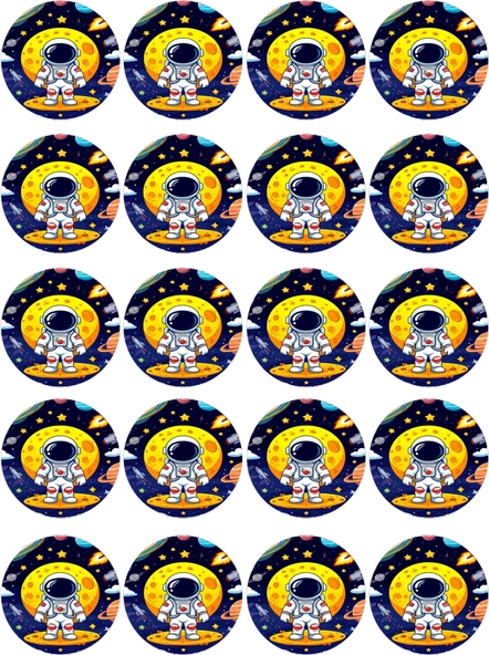 Uzay Yenilebilir Yuvarlak Kurabiye Resim Baskı ürün görseli