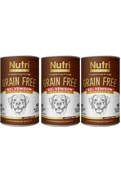 Nutri Canine Nutri Canin Geyik Etli Tahılsız Yetişkin Köpek Konservesi 400 G 3 Adet