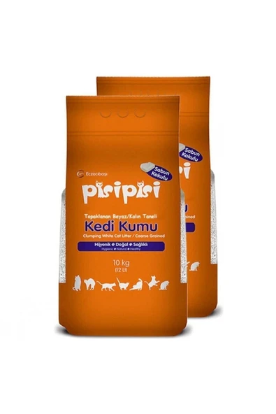 Pisipisi Pisi Pisi Kedi Kumu Sabun Kokulu Kalın 10 Kg (2 Lİ AVANTAJ PAKET)
