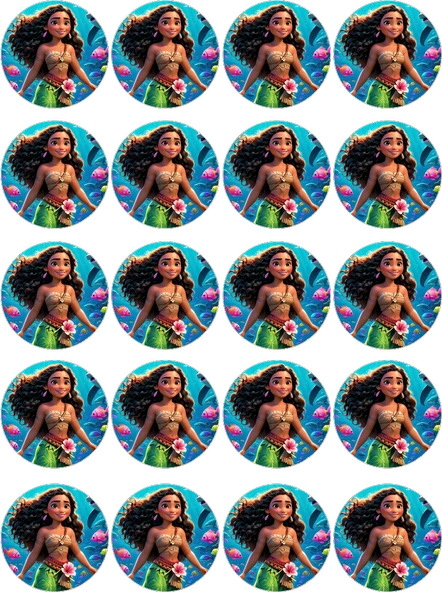 Moana Yenilebilir Yuvarlak Kurabiye Resim Baskı - 1