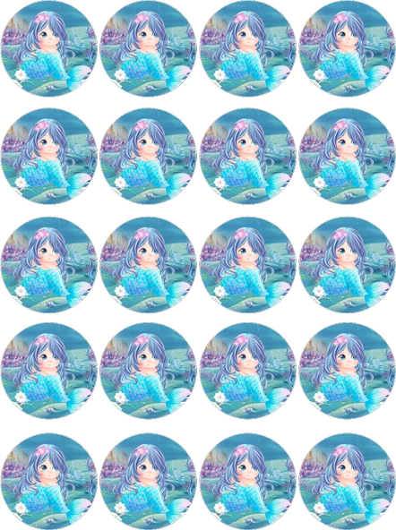 Deniz Kızı Yenilebilir Yuvarlak Kurabiye Resim Baskı ürün görseli