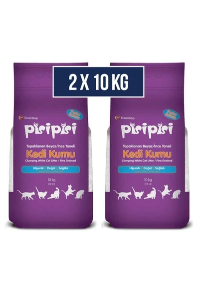 Eczacıbaşı Holding A.Ş. Pisi Pisi Pudra Kokulu Ince Taneli Topaklaşan 10kg X2 Adet - 1