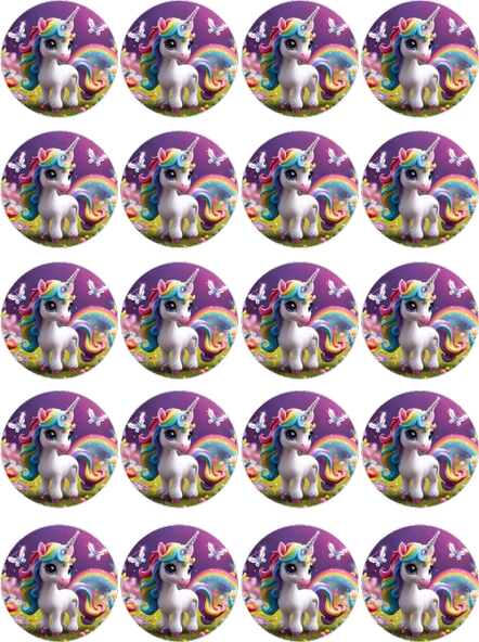 Unicorn Yenilebilir Yuvarlak Kurabiye Resim Baskı ürün görseli