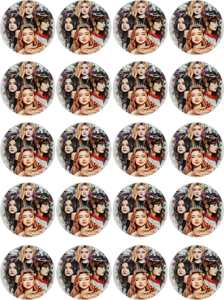 Black Pink Yenilebilir Yuvarlak Kurabiye Resim Baskı ürün görseli