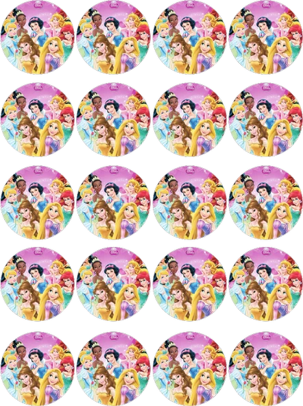 Prensesler Yenilebilir Yuvarlak Kurabiye Resim Baskı ürün görseli