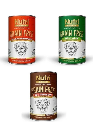 Nutri Canine Nutri Canin Karışık Etli Tahılsız Yetişkin Köpek Konservesi 400 G 3 Adet - 1
