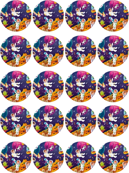 Uzay Yenilebilir Yuvarlak Kurabiye Resim Baskı ürün görseli