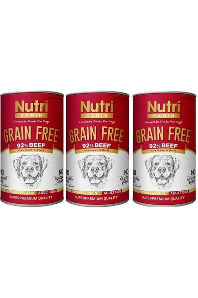 Nutri Canine Nutri Canin Sığır Biftek Etli Tahılsız Yetişkin Köpek Konservesi 400 G 3 Adet