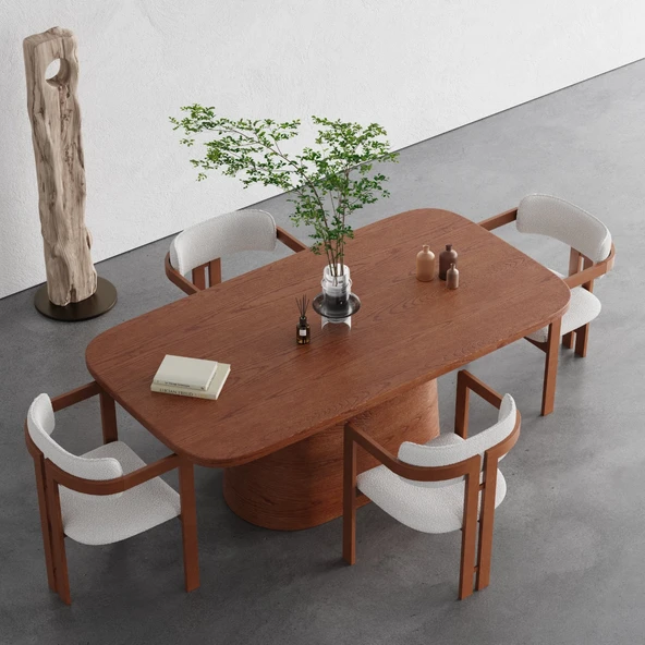 Barocco İtalyan Still Oval Ahşap Yemek Masası 100x190 - Resim 11