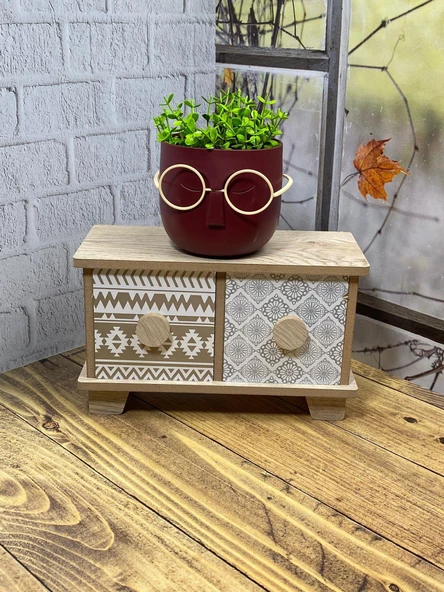 Hometarz Profesör Saksılar Yapay Çimli Sukulent Gözlüklü Saksı Bitki - 9