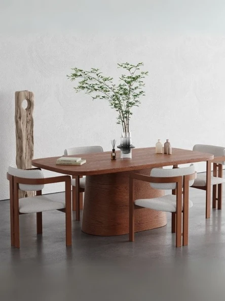 Barocco İtalyan Still Oval Ahşap Yemek Masası 100x190 ürün görseli