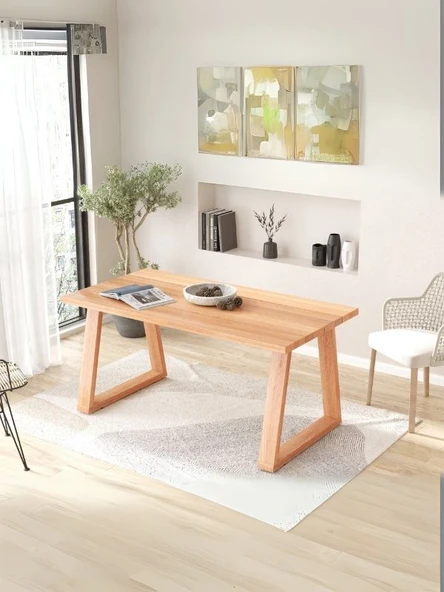 Nepal Ahşap Mutfak Masası 90x170 ürün görseli