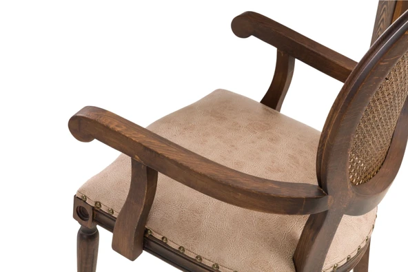 Madalyon Kolçaklı Hazeranlı Ahşap Klasik Sandalye - Resim 3