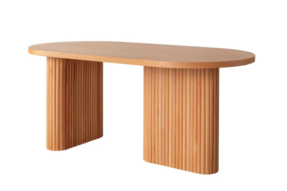 Calista Oval Ahşap Bohem Yemek Masası 90x180 - Resim 7