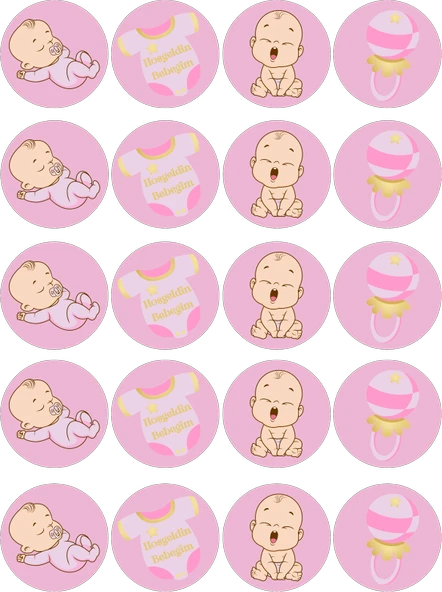 Bebek Temalı Yenilebilir Yuvarlak Kurabiye Resim Baskı ürün görseli