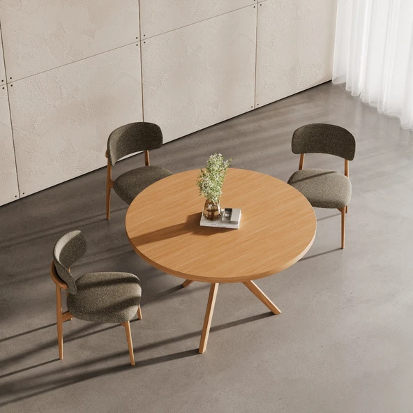 Haven Pergel İskandinav Doğal Ahşap Mutfak Masası 100x100 - Resim 9